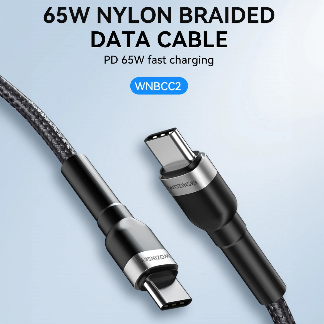 Cable de Datos y Carga USB-C - USB-C WZK WNBCC2, 65W, 2m, Negro