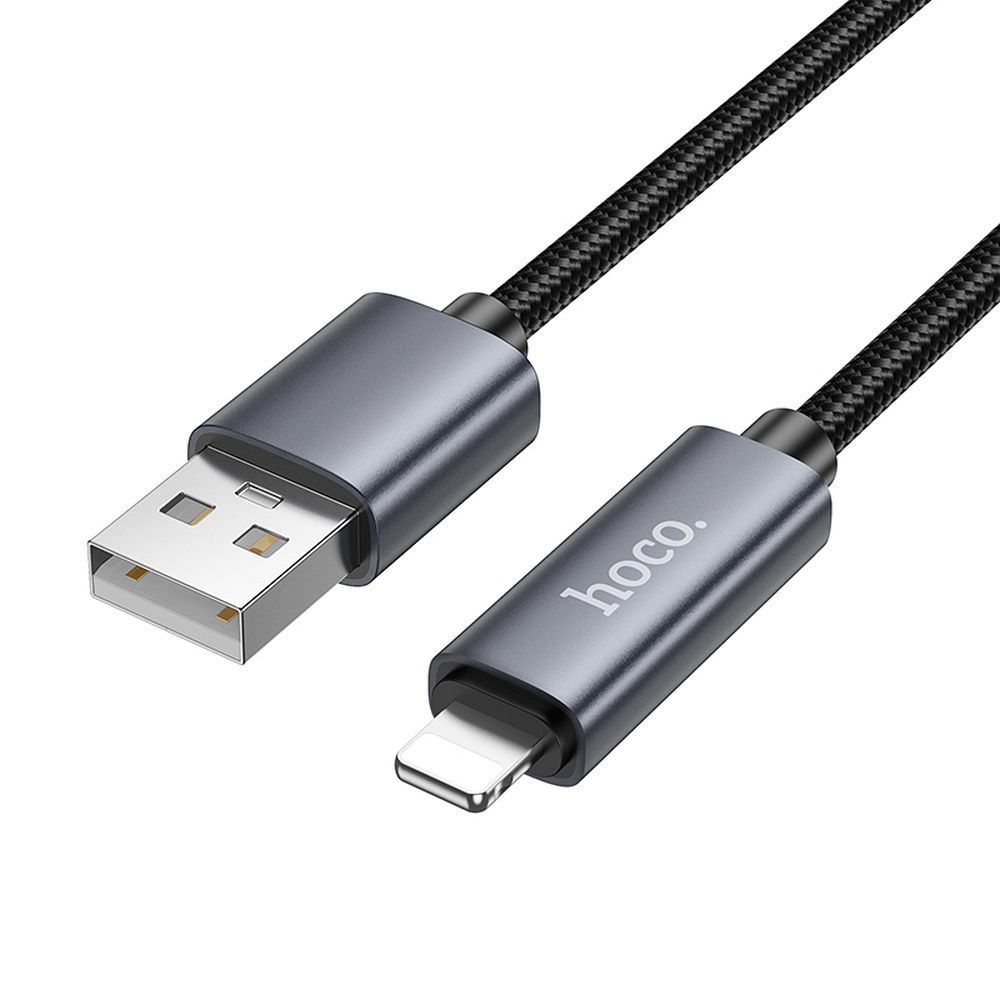 Cable de Datos y Carga USB-A - Lightning HOCO Display X112, 18W, 1m, Negro