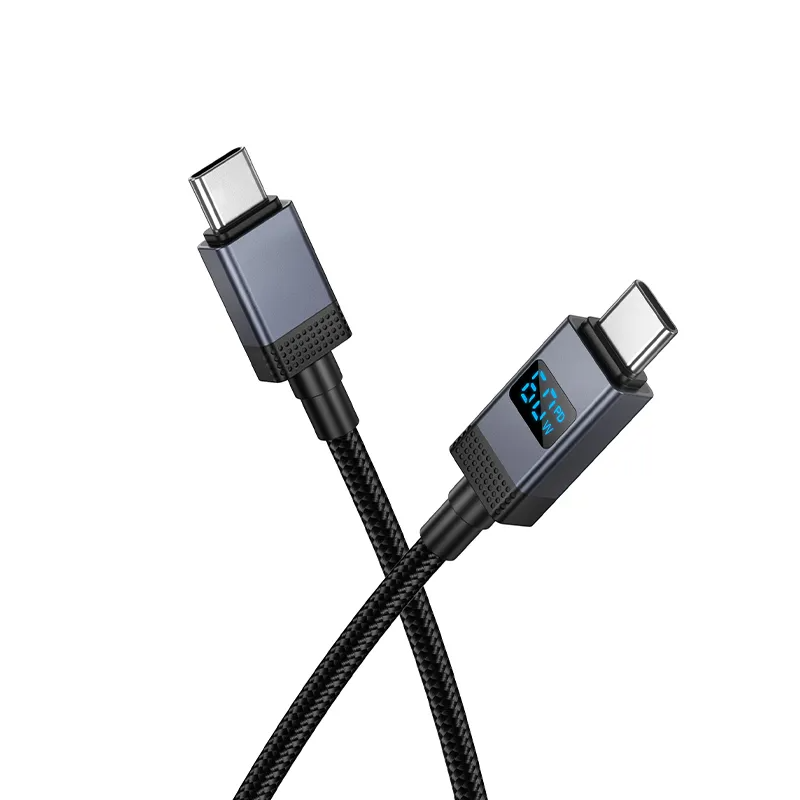 Cable de Datos y Carga USB-C - USB-C HOCO X118 Display, 60W, 1m, Negro