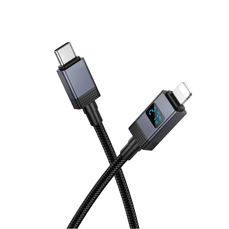 Cable de Datos y Carga USB-C - Lightning HOCO X118 Display, 27W, 1m, Negro