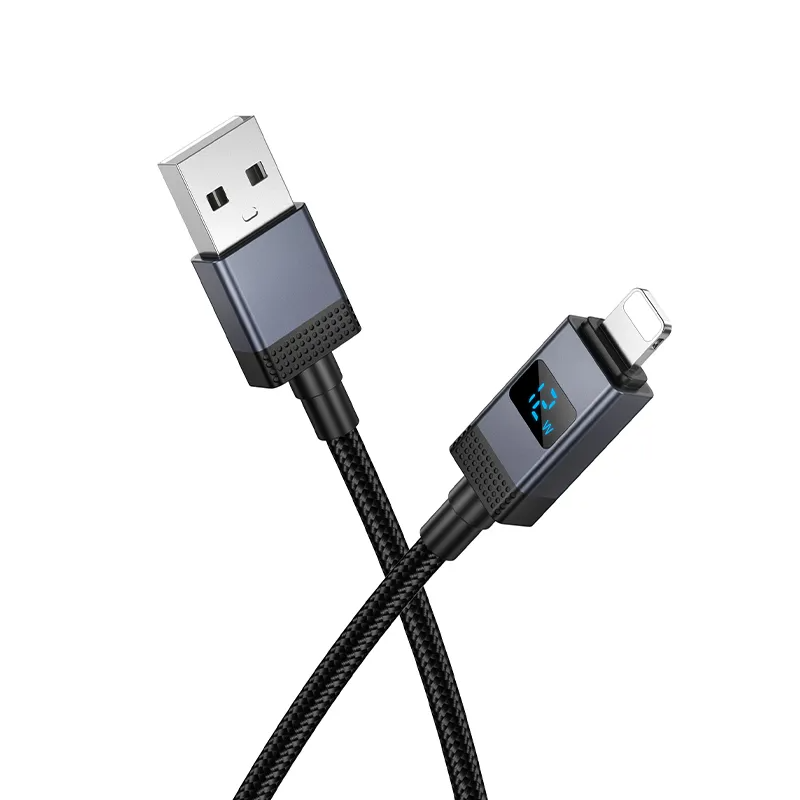 Cable de Datos y Carga USB-A - Lightning HOCO X118 Display, 12W, 1m, Negro