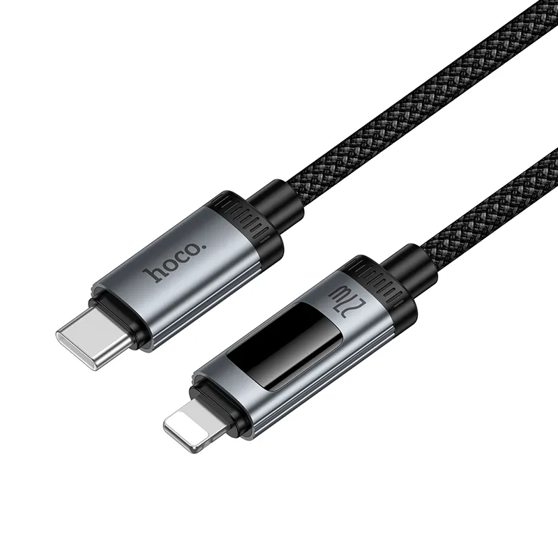 Cable de Datos y Carga USB-C - Lightning HOCO Display U148, 27W, 1.2m, Negro