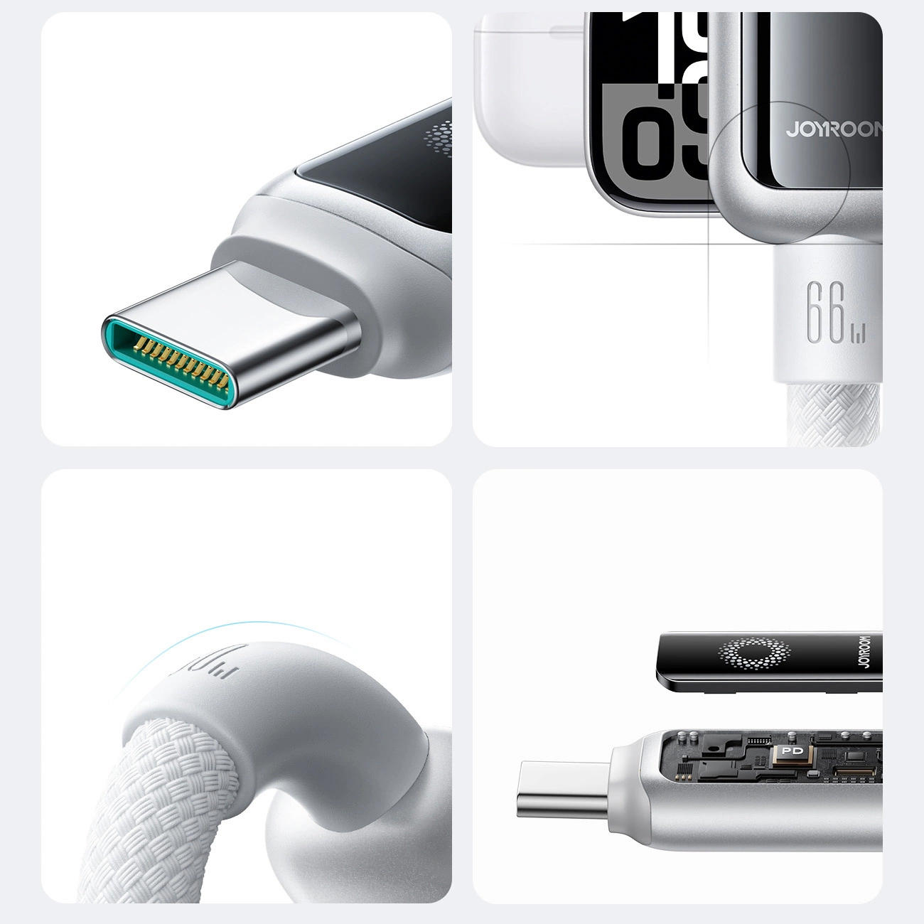 Cable de Datos y Carga USB-A - USB-C Joyroom S-A55 StarFlight Display, 66W, 1.2m, Blanco