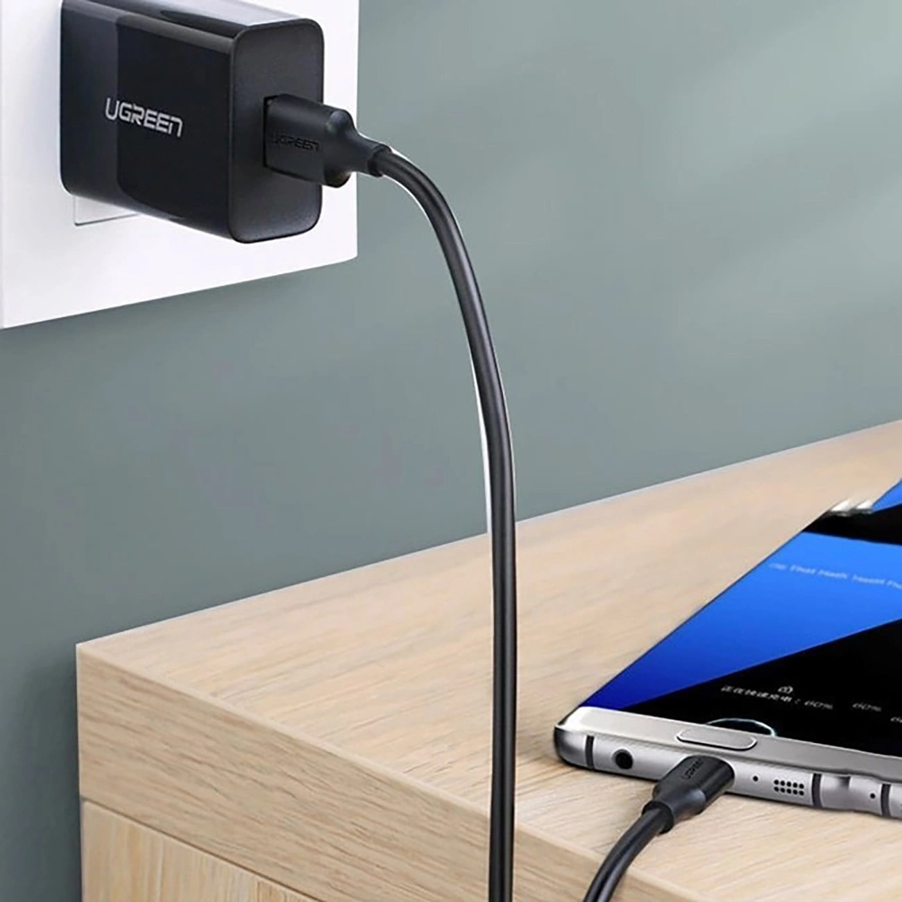 Cable de Datos y Carga USB-A - USB-C UGREEN US184, 18W, 0.5m, Negro