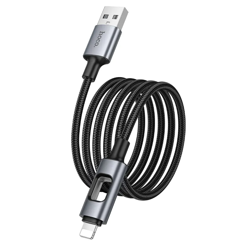Cable de Datos y Carga USB-A - Lightning HOCO U144 Led, 18W, 1.2m, Negro