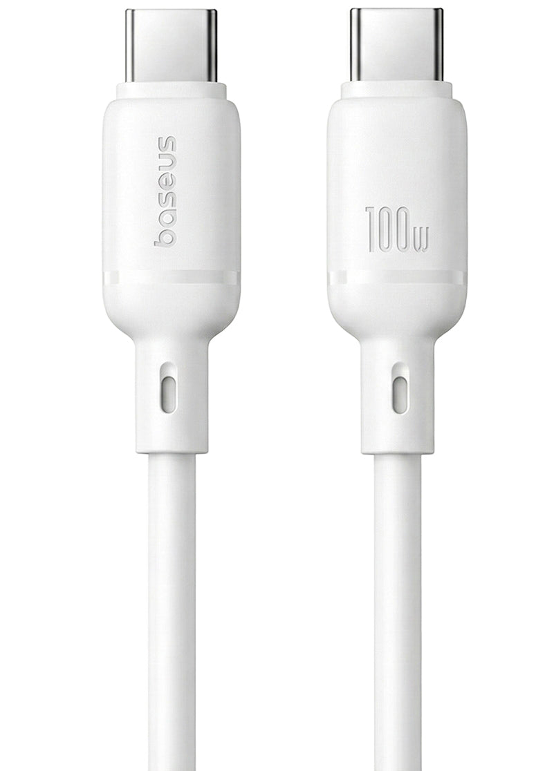 Cable de Datos y Carga USB-C - USB-C Baseus Silky, 100W, 1m, Blanco P10377704213-00