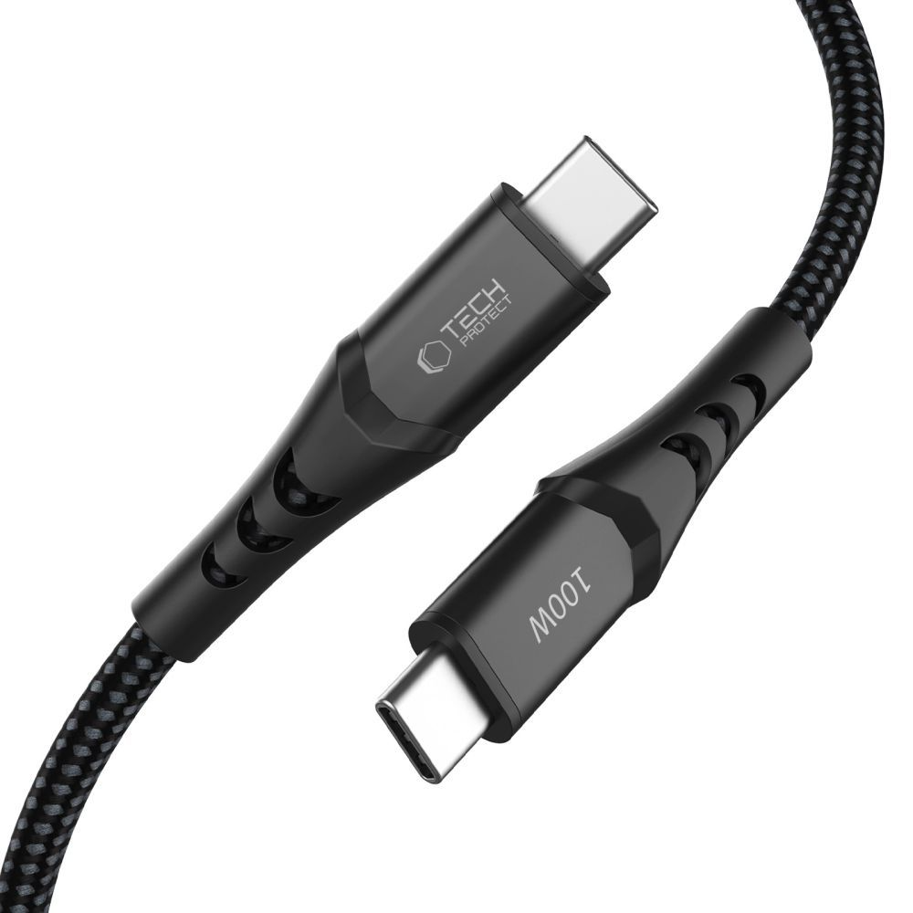 Cable de Datos y Carga USB-C - USB-C Tech-Protect UB11T Ultraboost, 100W, 2m, Negro