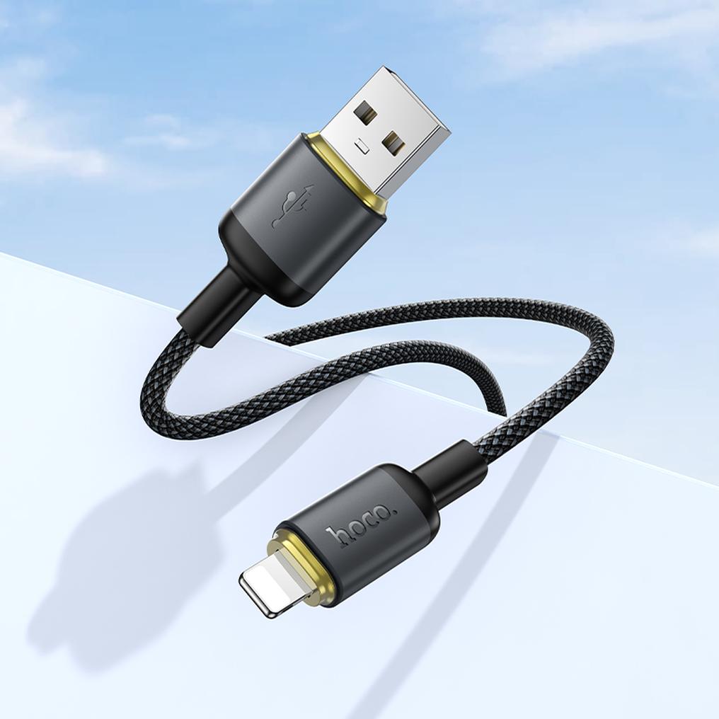 Cable de Datos y Carga USB-A - Lightning HOCO X128 Benefit, 12W, 1m, Negro