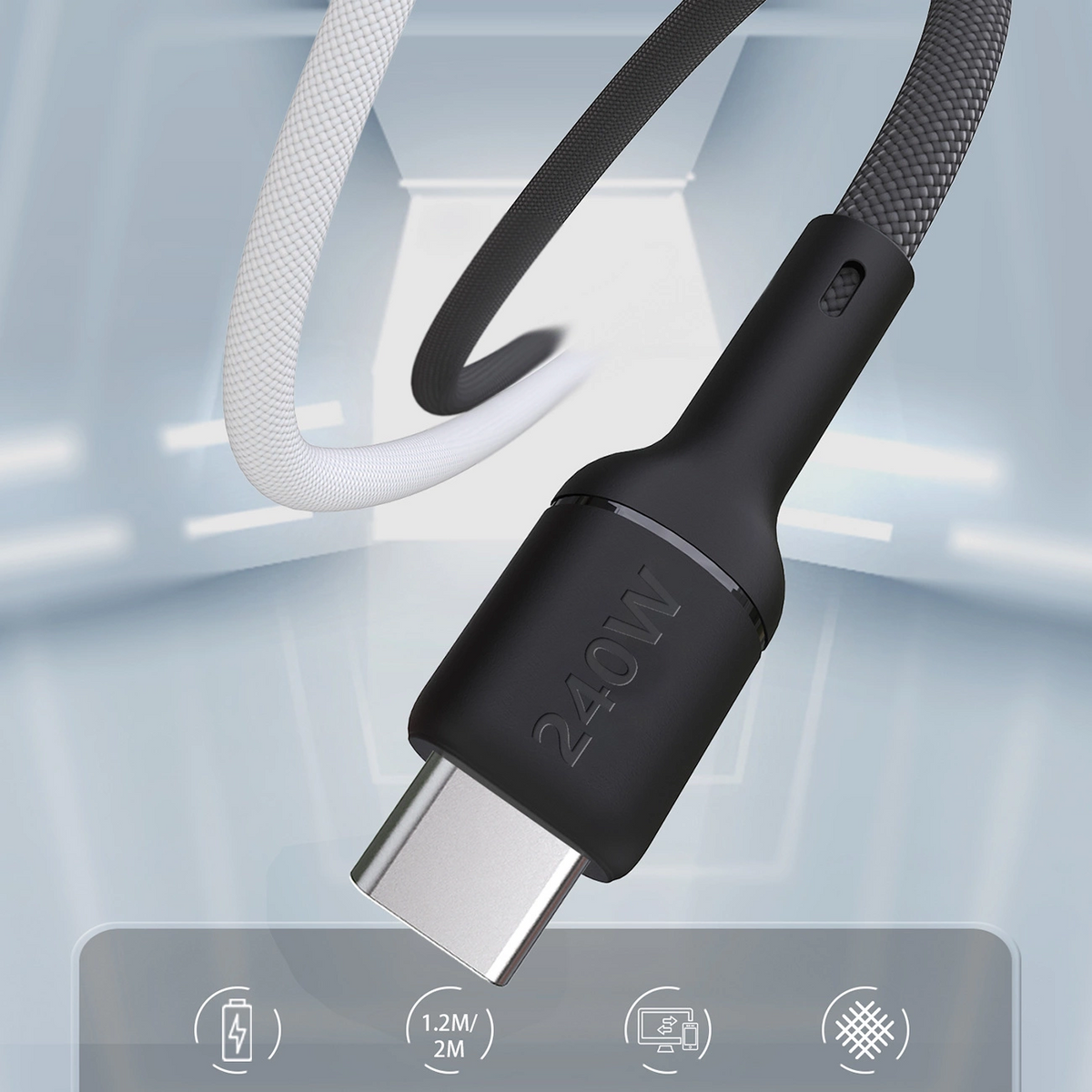 Cable de Datos y Carga USB-C - USB-C Dudao L9C Max, 240W, 1.2m, Negro