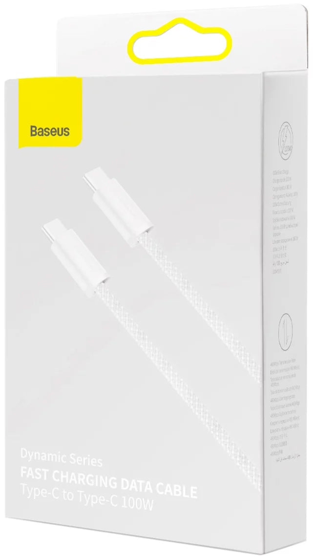 Cable de carga y datos USB-C - USB-C Baseus Dynamic Series, 100 W, 1 m, blanco CALD000202