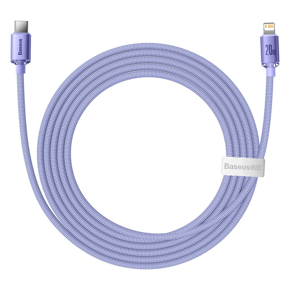 Cable de Datos y Carga USB-C - Lightning Baseus Crystal Shine Series, 20W, 2m, Púrpura CAJY000305