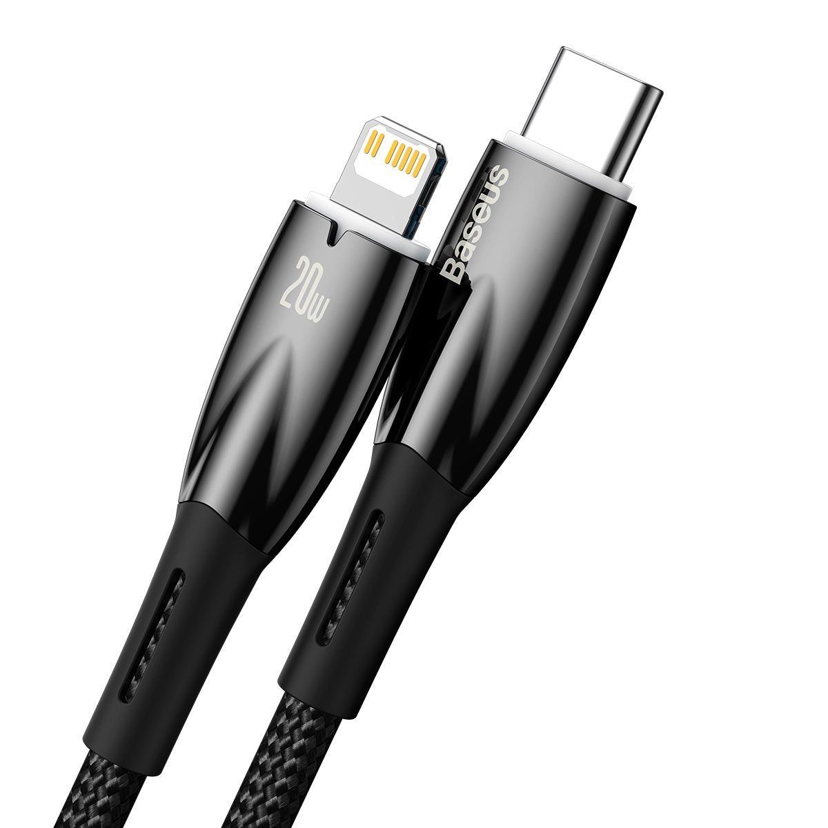 Cable de carga y datos USB-C - Lightning de la serie Glimmer de Baseus, 20 W, 2 m, negro CADH00010101