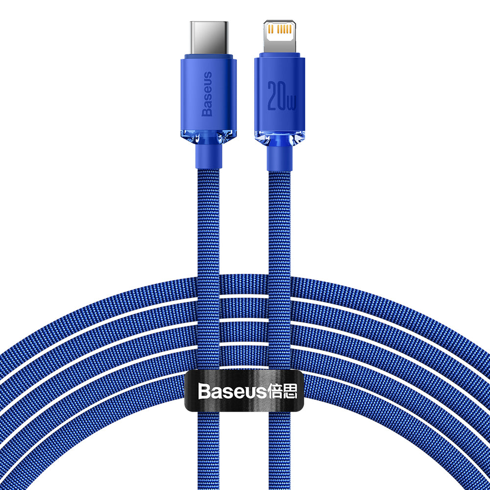 Cable de carga y datos USB-C - Lightning de la serie Crystal Shine de Baseus, 20 W, 2 m, azul CAJY000303