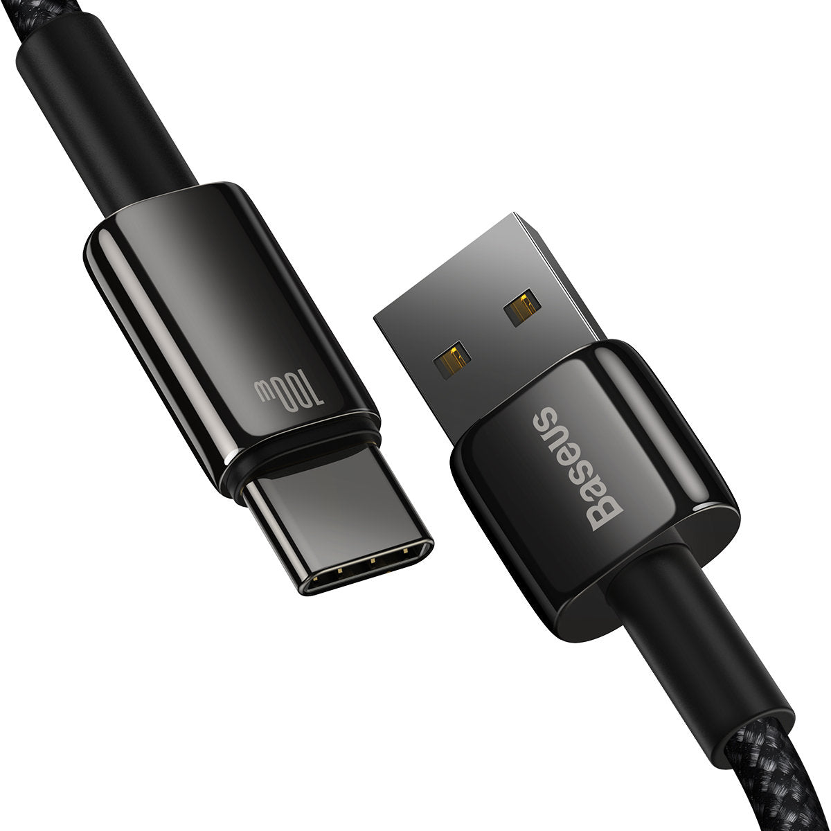 USB-A a USB-C Baseus Tungsteno Oro, 100W, 2m, Negro CAWJ00010101