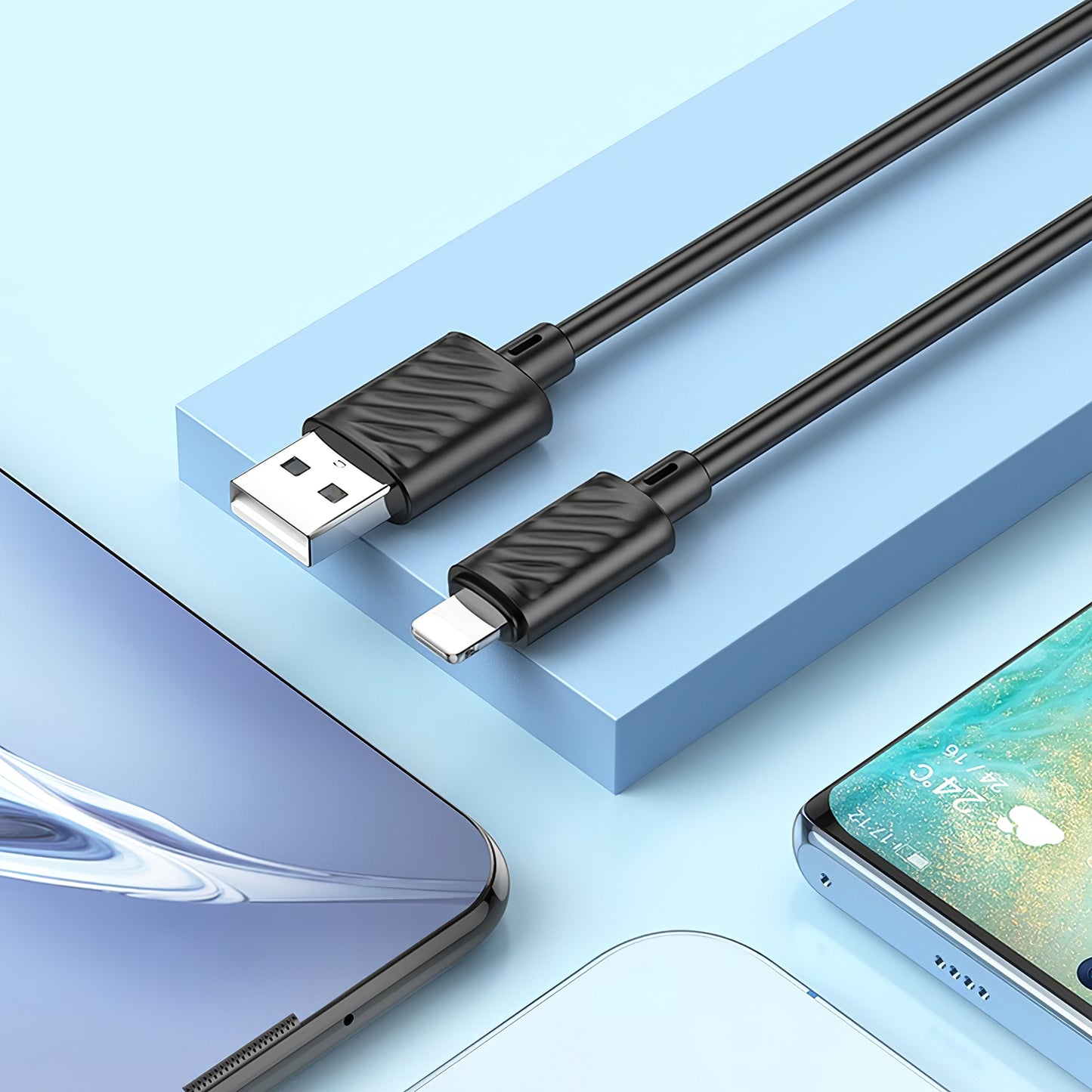 Cable de datos y carga USB-A - Lightning HOCO X88, 18W, 1m, Negro