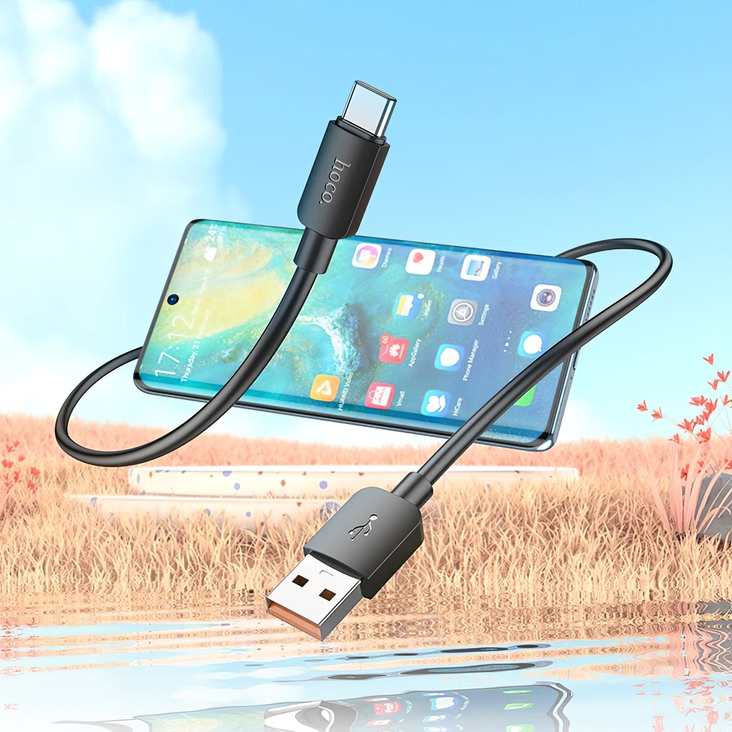 Cable de datos y carga USB-A - USB-C HOCO X96, 100W, 1m, Negro