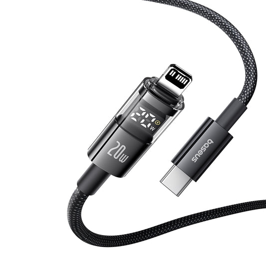 USB-C to Lightning Baseus Display 2 Data and Charging Cable, 20W, 1m, Black P10382703121-00