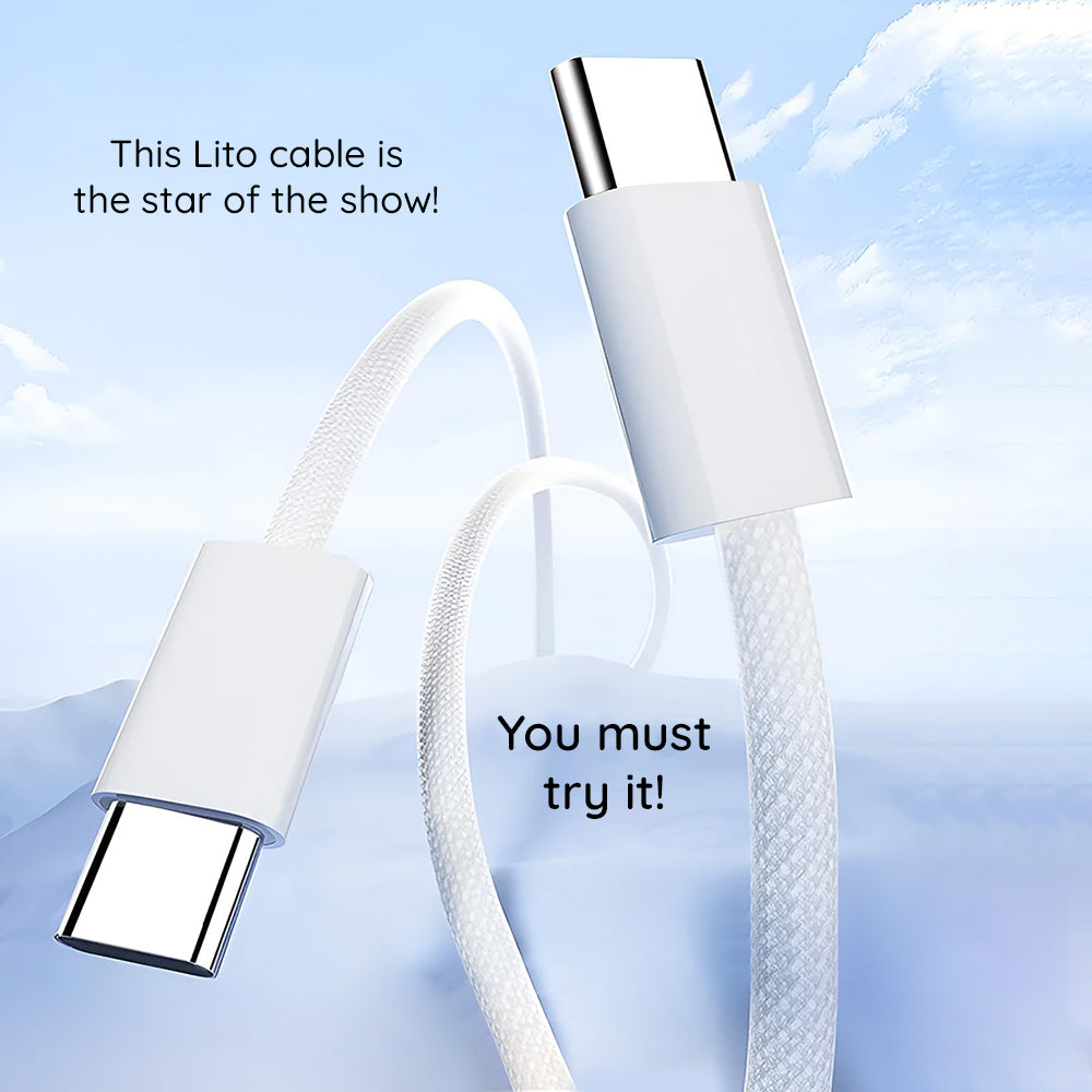 Cable de Datos y Carga USB-C - USB-C Lito LD04CC, 60W, 2m, Blanco