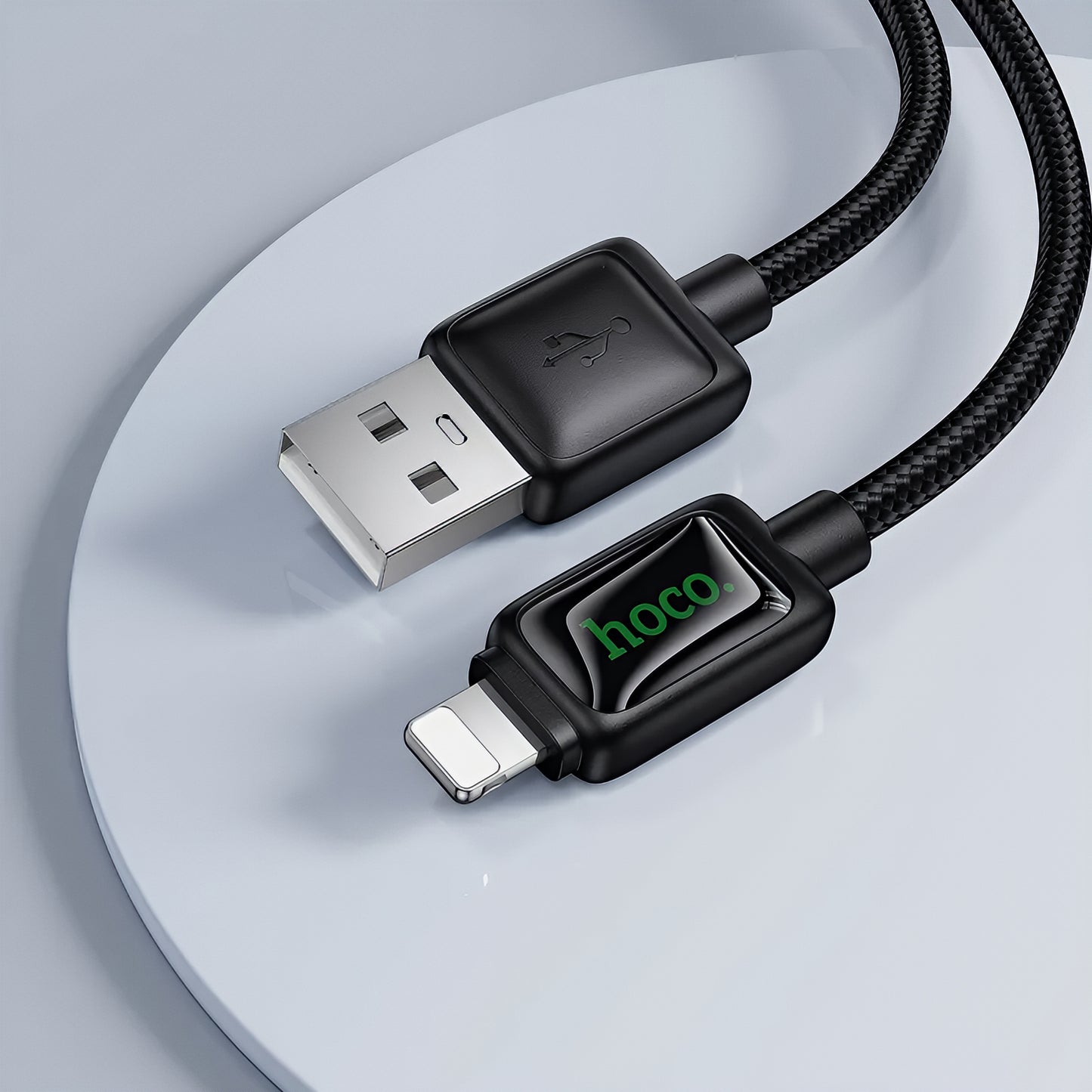 Cable de Datos y Carga USB-A - Lightning HOCO U146, 12W, 1.2m, Negro