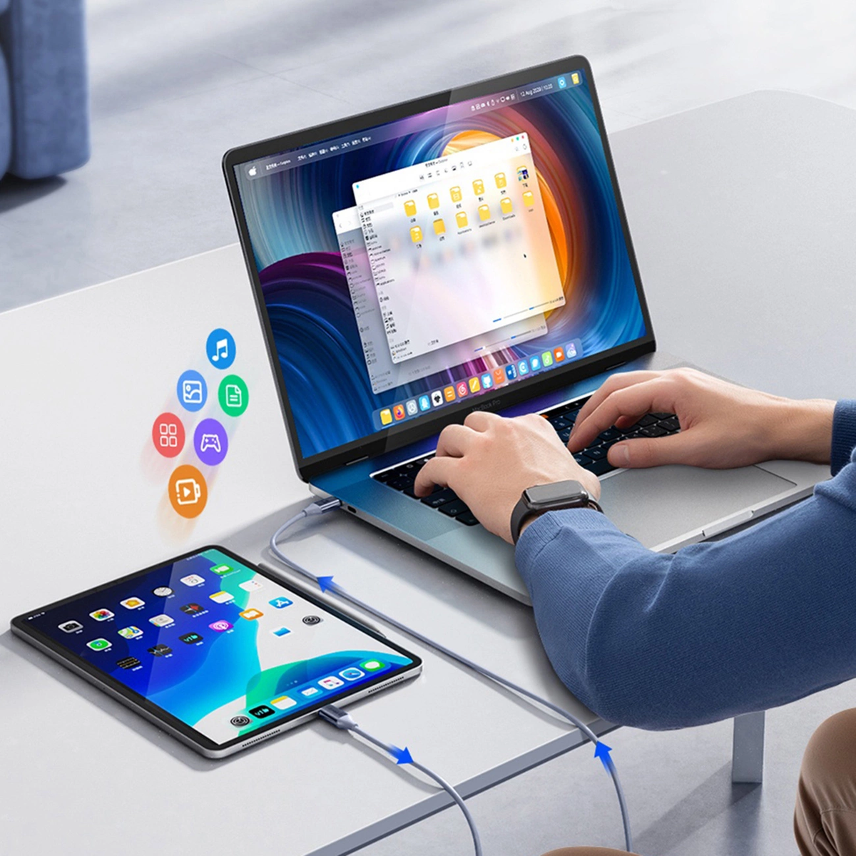 Cable de Datos y Carga USB-C - USB-C Orico CDX, 60W, 1m, Azul