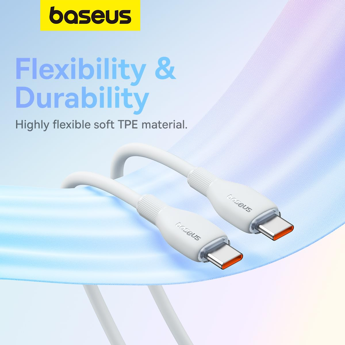 Cable de Datos y Carga USB-C - USB-C Baseus Pudding, 100W, 1.2m, Blanco P10355702221-00