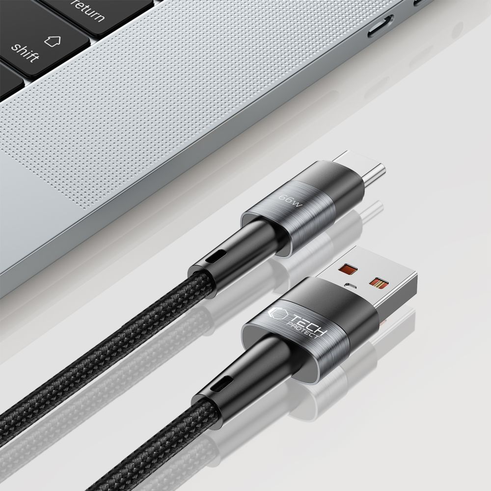 Cable de Datos y Carga USB-A - USB-C Tech-Protect Ultraboost, 66W, 0.5m, Gris