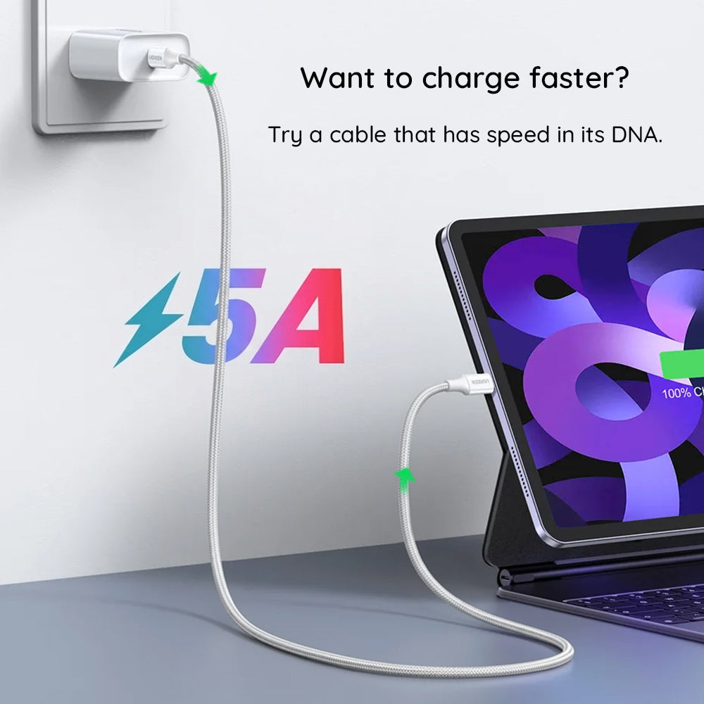 Cable de Datos y Carga USB-C - USB-C UGREEN L502, 100W, 1m, Naranja