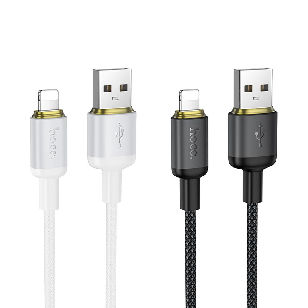 Cable de Datos y Carga USB-A - Lightning HOCO X128 Benefit, 12W, 1m, Negro