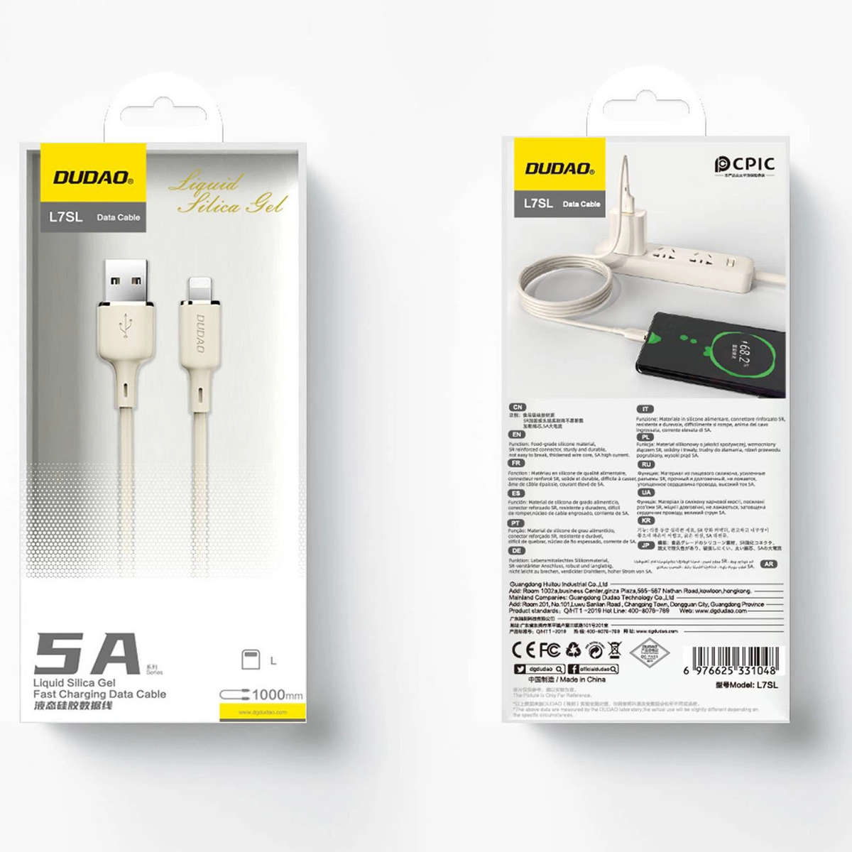 Cable de Datos y Carga USB-A - Lightning Dudao L7SL, 18W, 1m, Beige