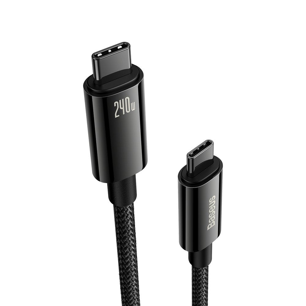 Cable de carga y datos USB-C - USB-C Baseus Tungsten Gold, 240W, 2m, Negro CAWJ04010101