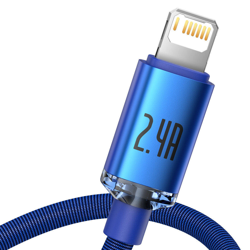 Cable de Datos y Carga USB-A - Lightning Baseus Crystal Shine Series, 18W, 1.2m, Azul CAJY000003