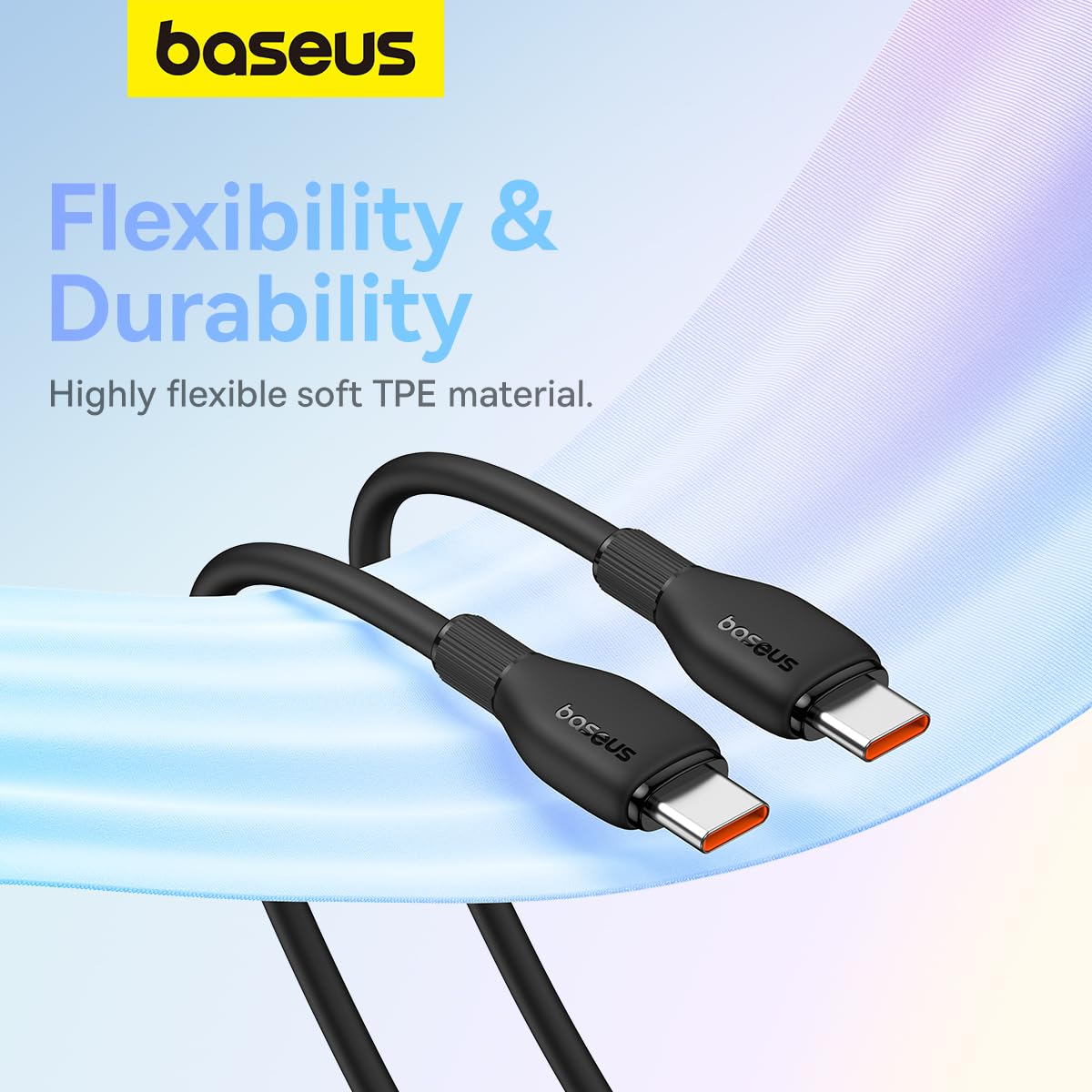 Cable de Datos y Carga USB-C - USB-C Baseus Pudding, 100W, 2m, Negro P10355702111-01