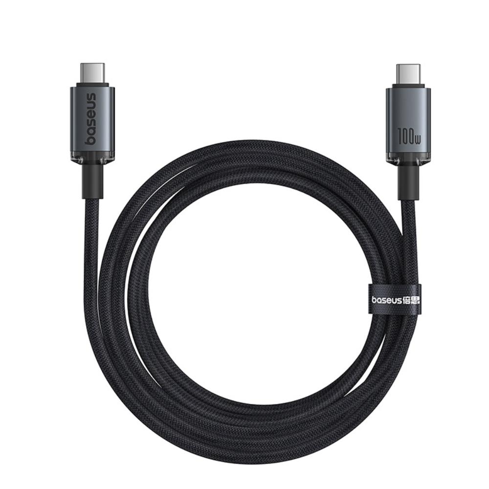 Cable de Datos y Carga USB-C - USB-C Baseus Crystal Shine Series, 100W, 20Gbps, 1.5m, Negro P10318204111-00