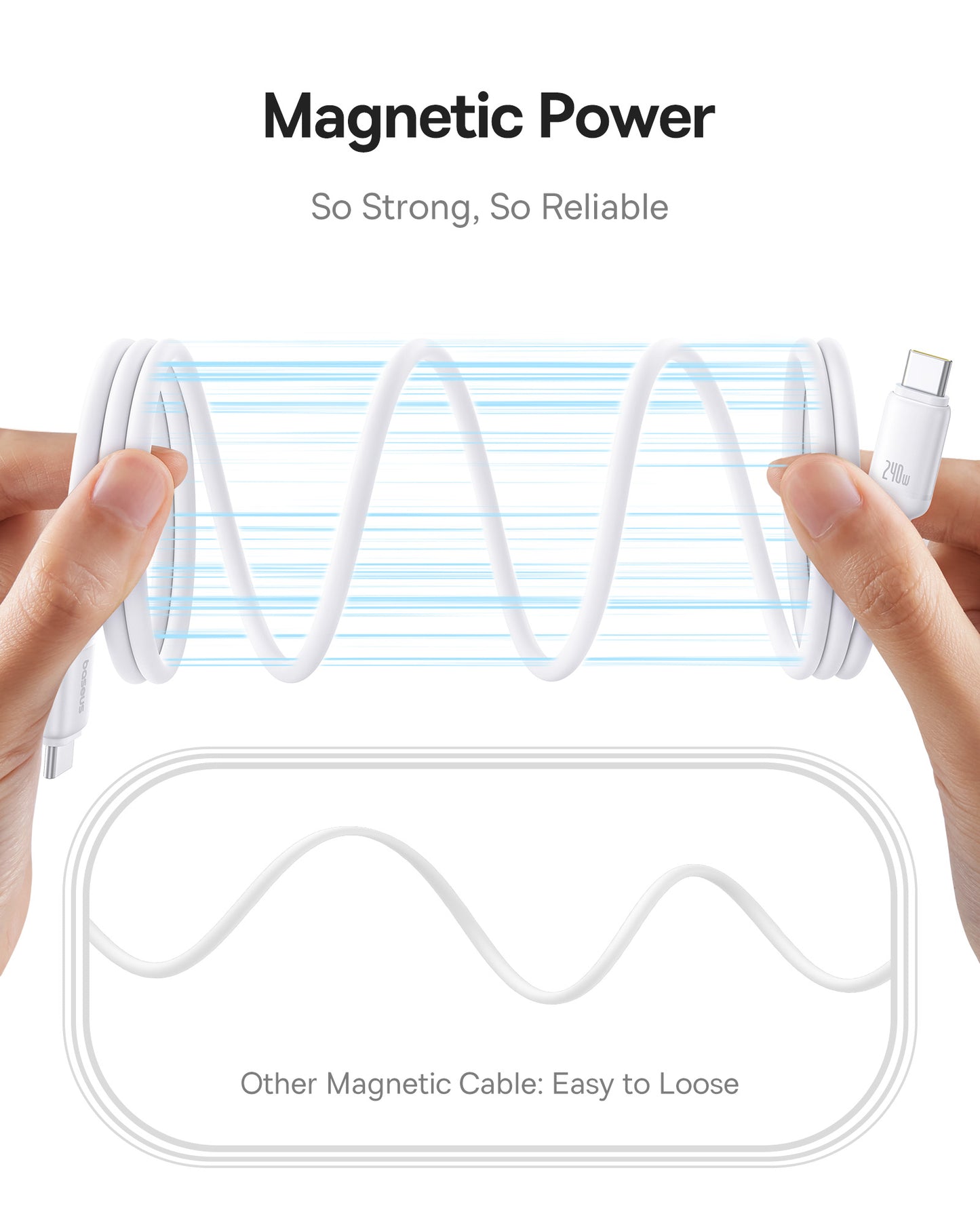 USB-C Data and Charging Cable - USB-C Baseus PicoGo, 240W, 1m, White P10376800211-00