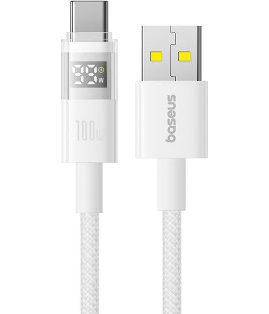 Cable de Datos y Carga USB-A - USB-C Baseus Display 2, 100W, 1m, Blanco P10382701211-00