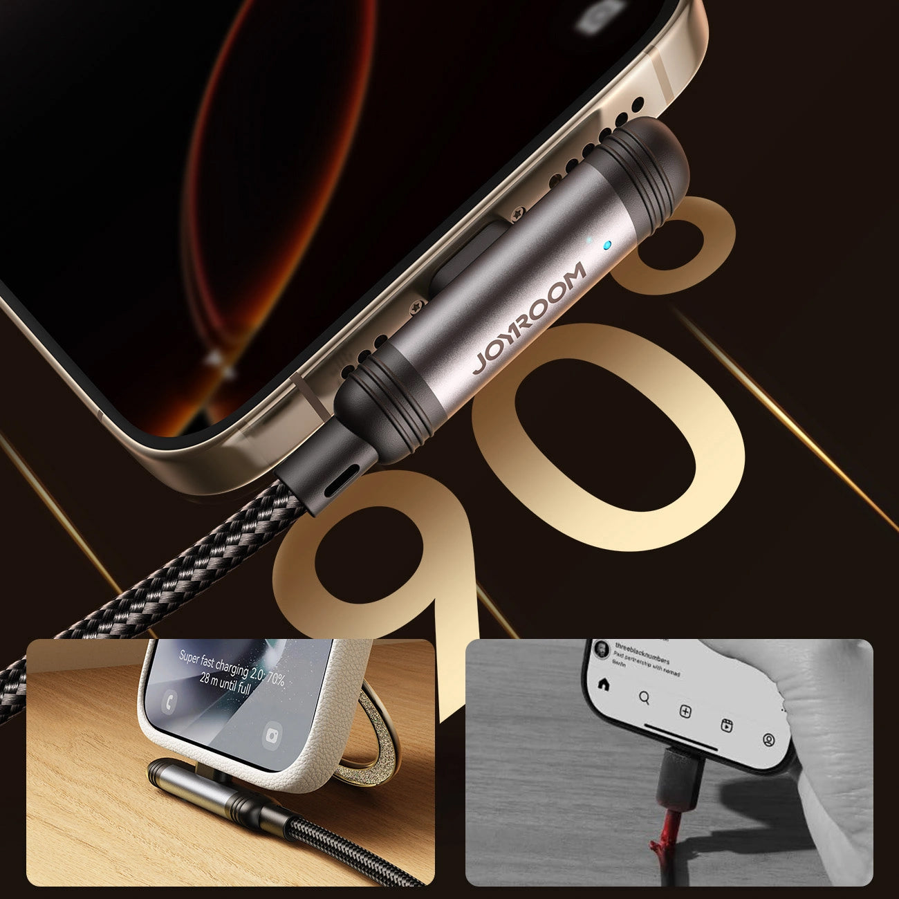 Cable de Datos y Carga USB-A - USB-C Joyroom S-A56 EnjoyX Angled, 20W, 1.2m, Negro