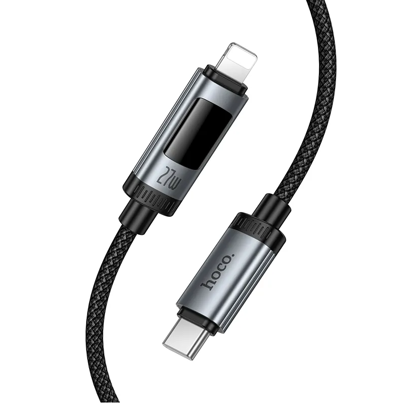 Cable de Datos y Carga USB-C - Lightning HOCO Display U148, 27W, 1.2m, Negro