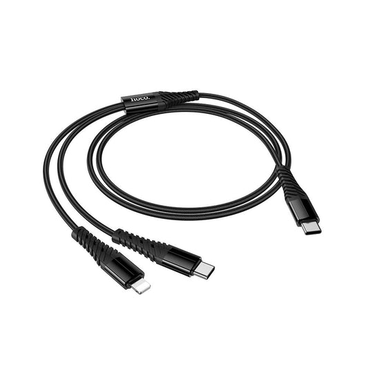 Cable de Carga USB-C - Lightning / USB-C HOCO X123, 10W, 1m, Negro