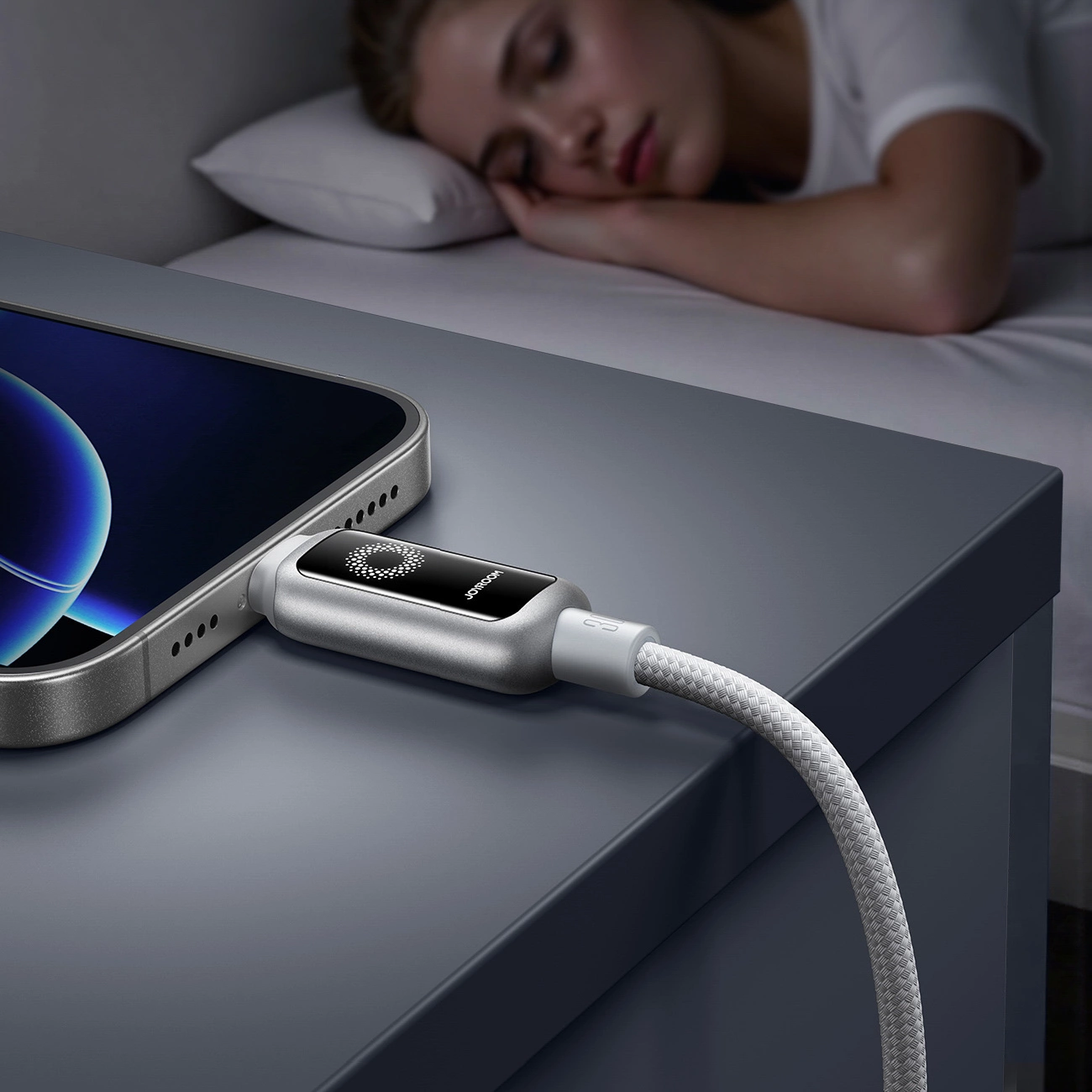 Cable de Datos y Carga USB-C - Lightning Joyroom S-A55 StarFlight Display, 30W, 1.2m, Blanco