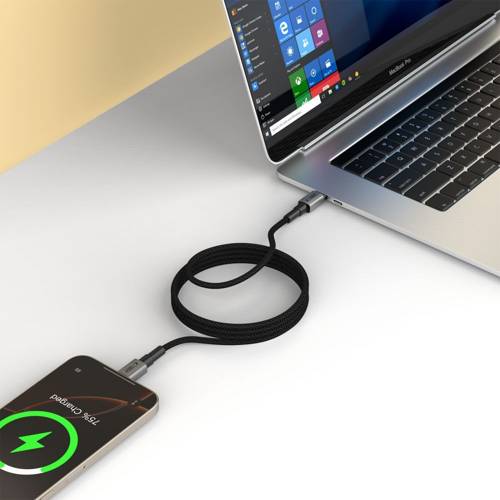 USB-C Data and Charging Cable - USB-C Tech-Protect Ultraboost DNA MagTwist, 100W, 2m, Gray