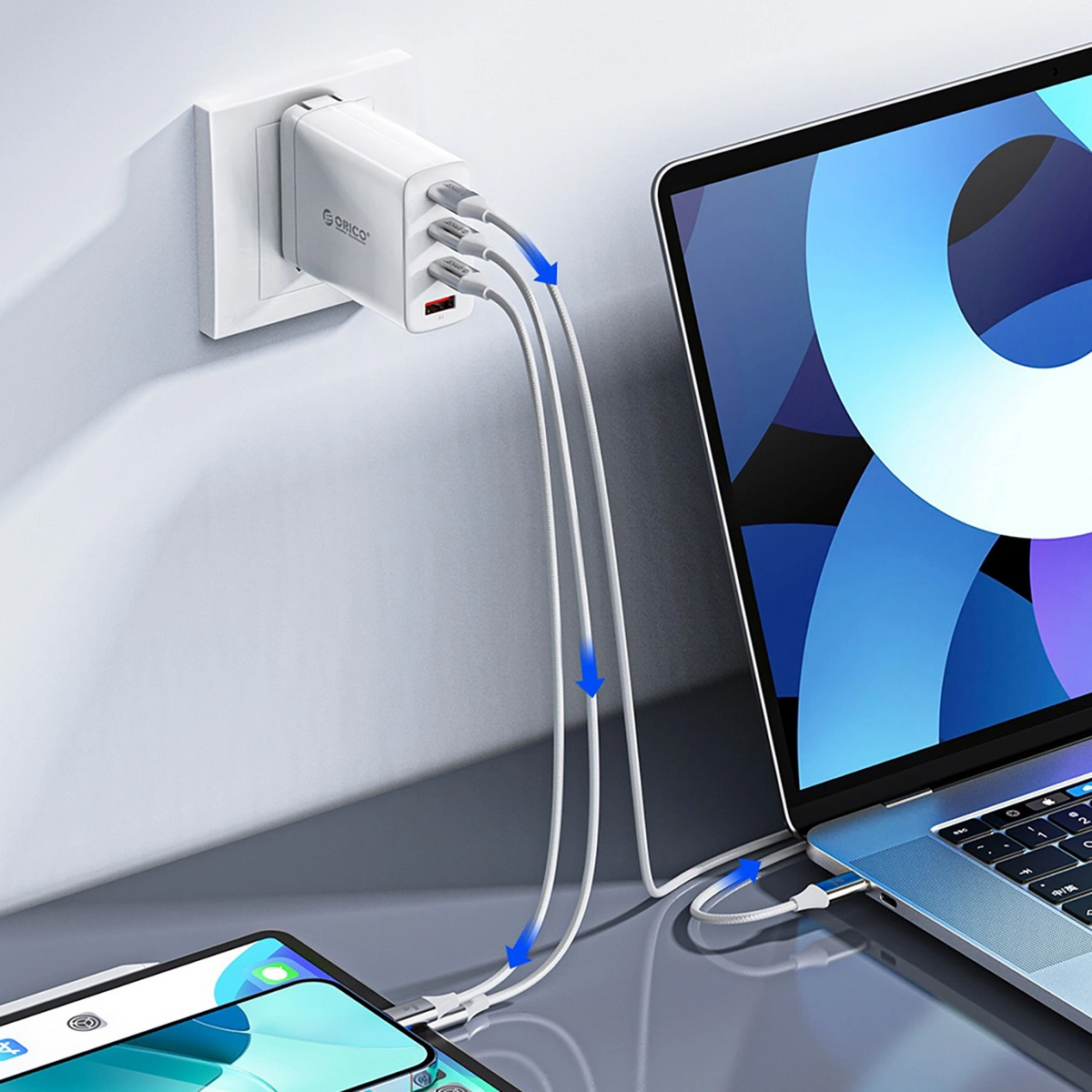 Cable de Datos y Carga USB-C - USB-C Orico CDX, 60W, 1m, Blanco