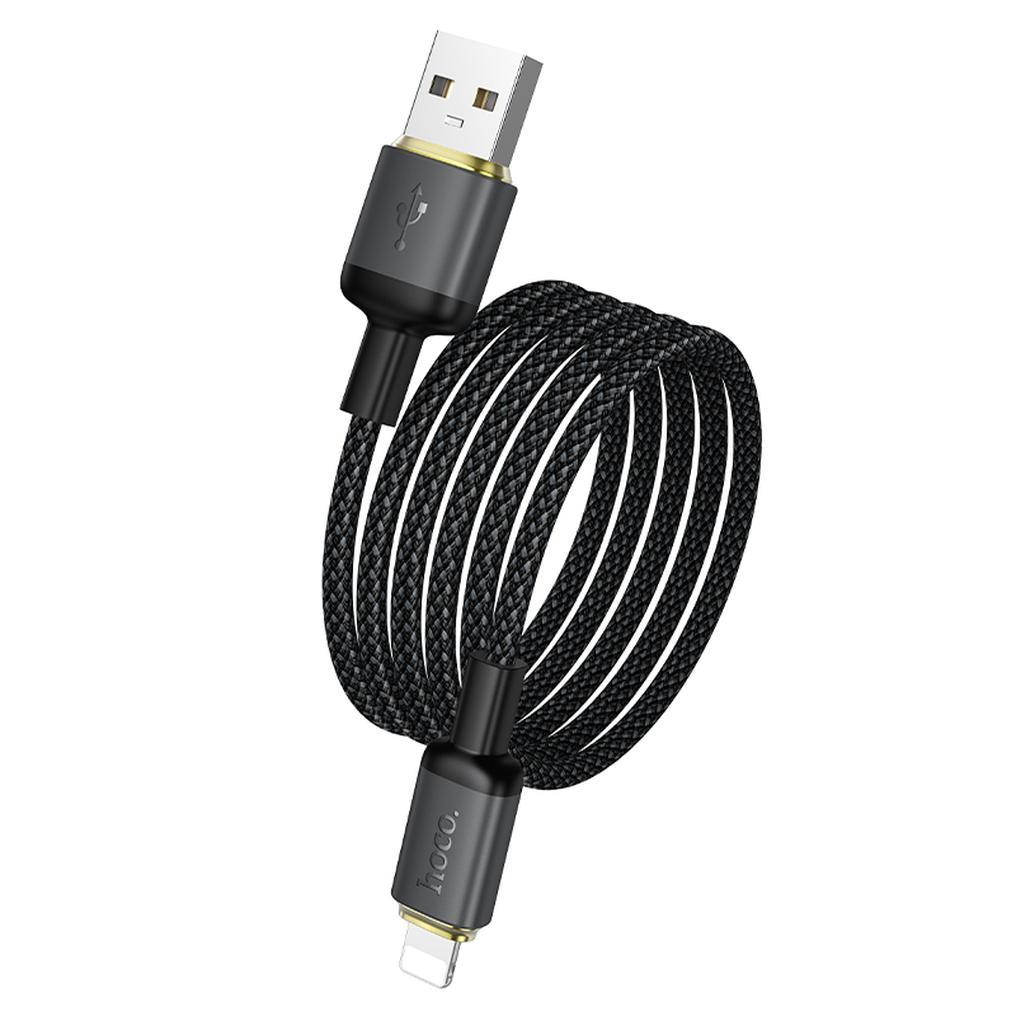 Cable de Datos y Carga USB-A - Lightning HOCO X128 Benefit, 12W, 1m, Negro