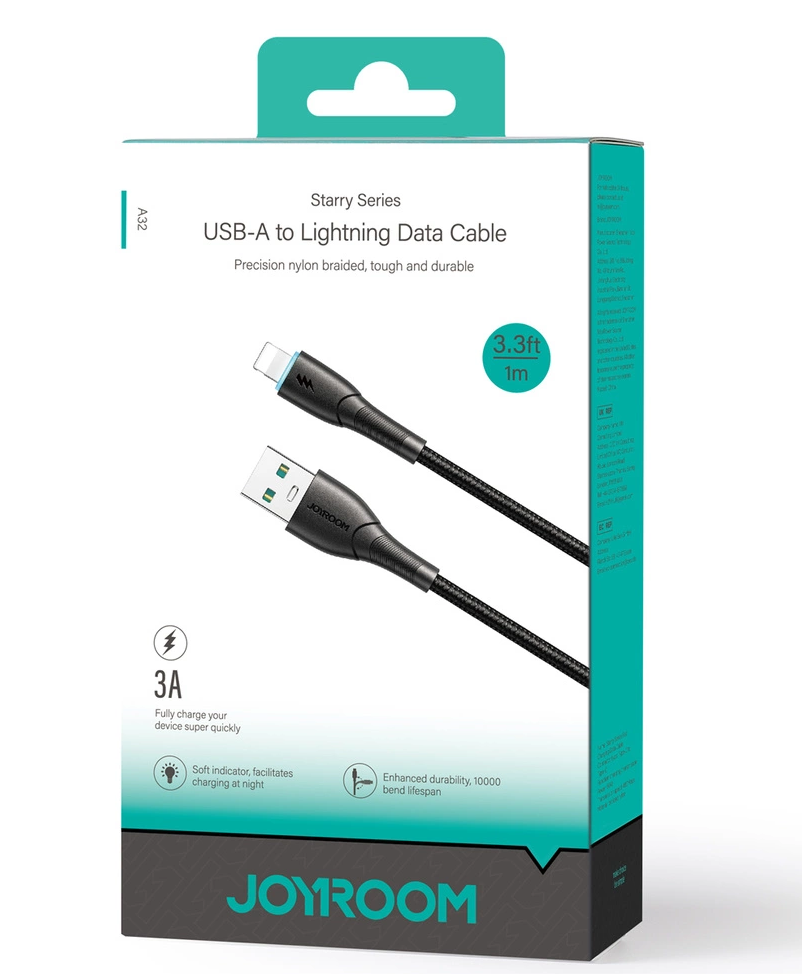 Cable de datos y carga USB-A - Lightning Joyroom SA32-AL3, 18 W, 1 m, negro