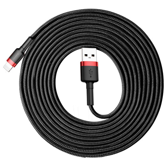 Cable de Datos y Carga USB-A - Lightning Baseus Cafule, 18W, 3m, Rojo CALKLF-R91