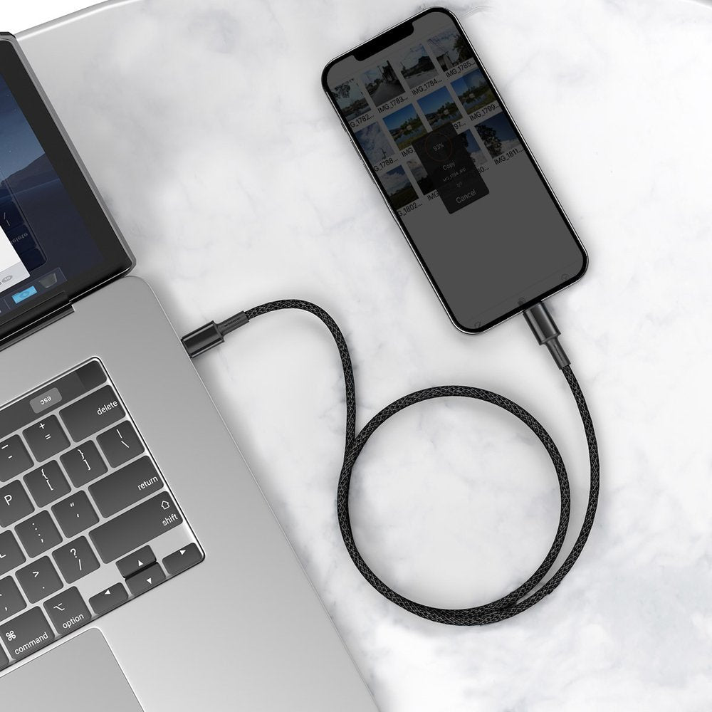 Cable de carga y datos USB-C - Lightning trenzado de alta densidad Baseus, 20 W, 1 m, negro CATLGD-01