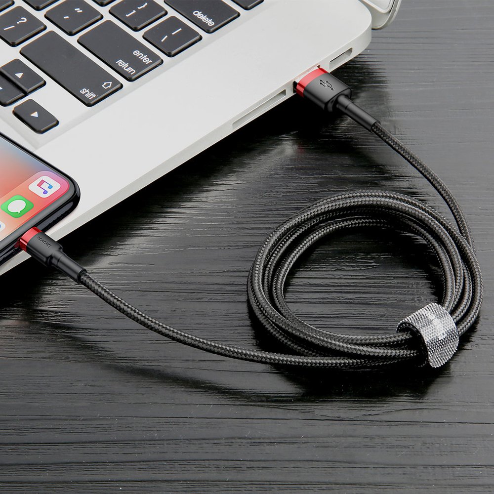 Cable de Datos y Carga USB-A - Lightning Baseus Cafule, 18W, 0.5m, Rojo CALKLF-A19