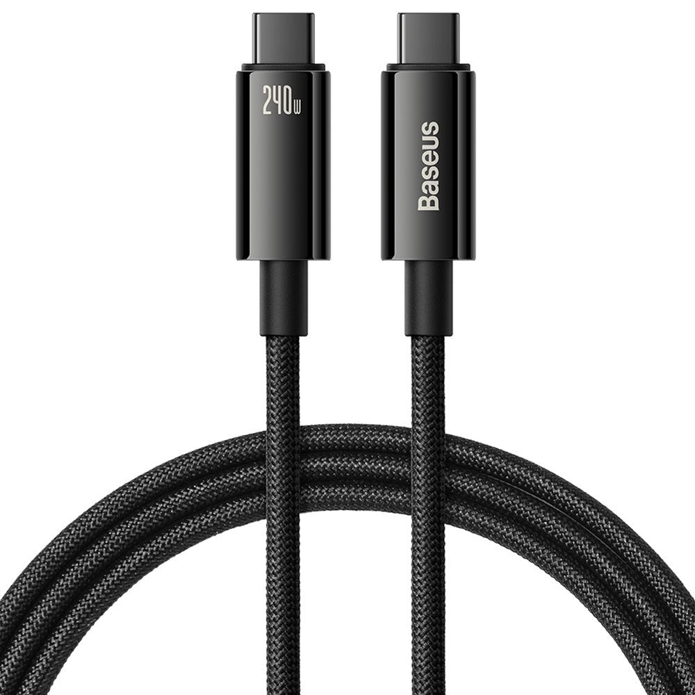 Cable de carga y datos USB-C - USB-C Baseus Tungsten Gold, 240W, 2m, Negro CAWJ04010101