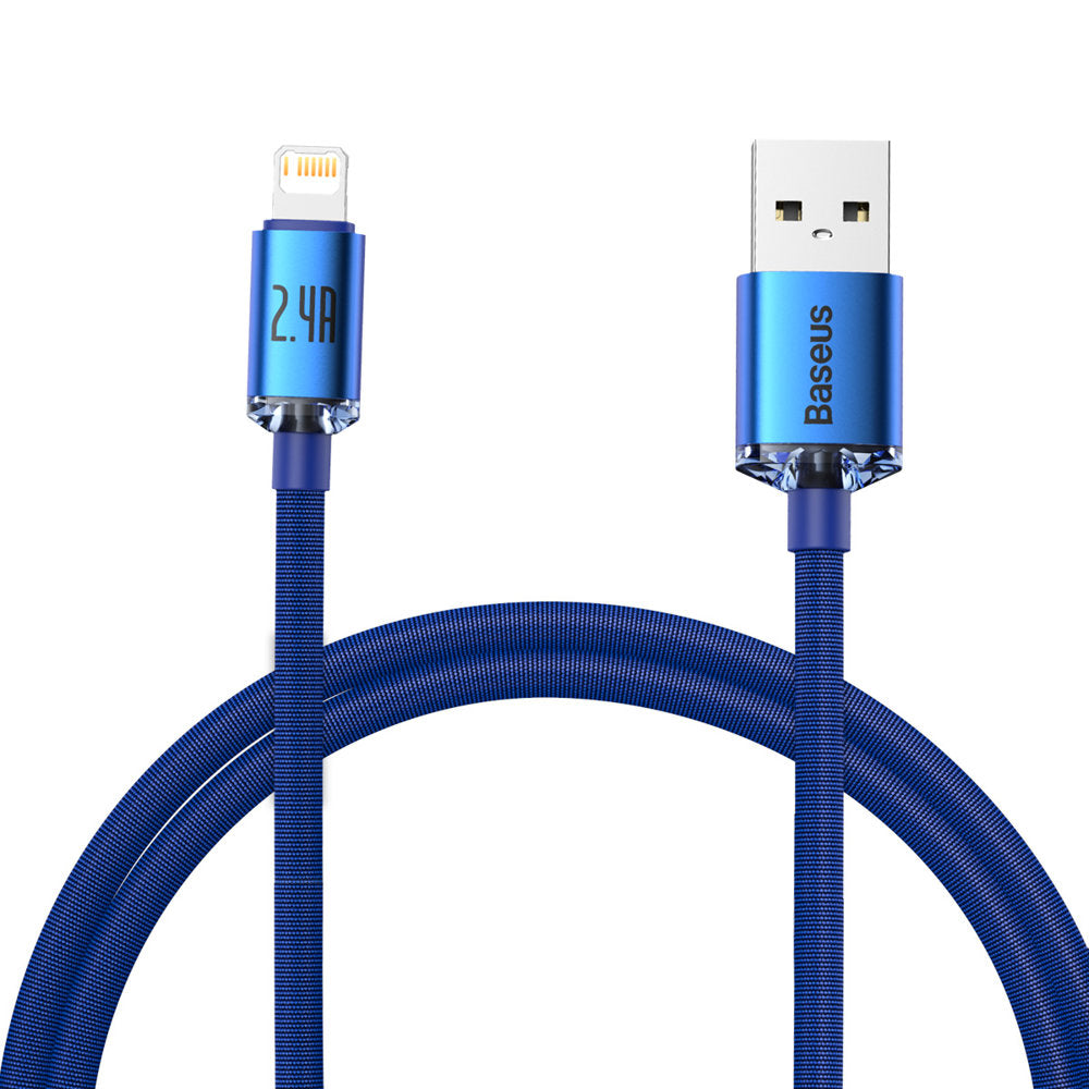 Cable de Datos y Carga USB-A - Lightning Baseus Crystal Shine Series, 18W, 1.2m, Azul CAJY000003