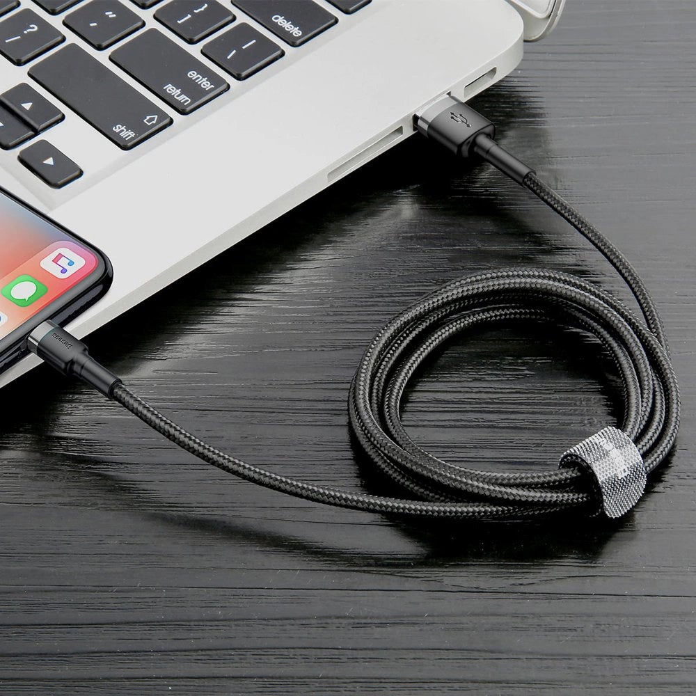 Cable de Datos y Carga USB-A - Lightning Baseus Cafule, 18W, 0.5m, Gris CALKLF-AG1