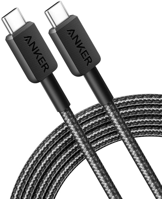 Cable de carga y datos USB-C - USB-C Anker 322, 60W, 0,9m, Negro A81F5G11
